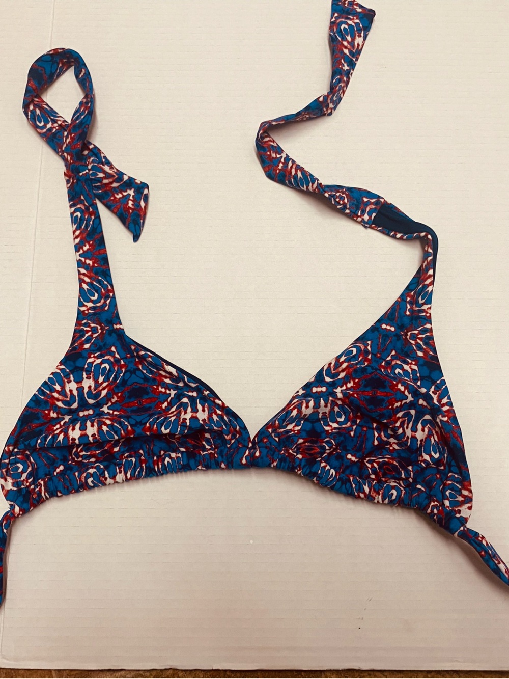 Converse One Star bikini top featuring a red white, and blue Americana print